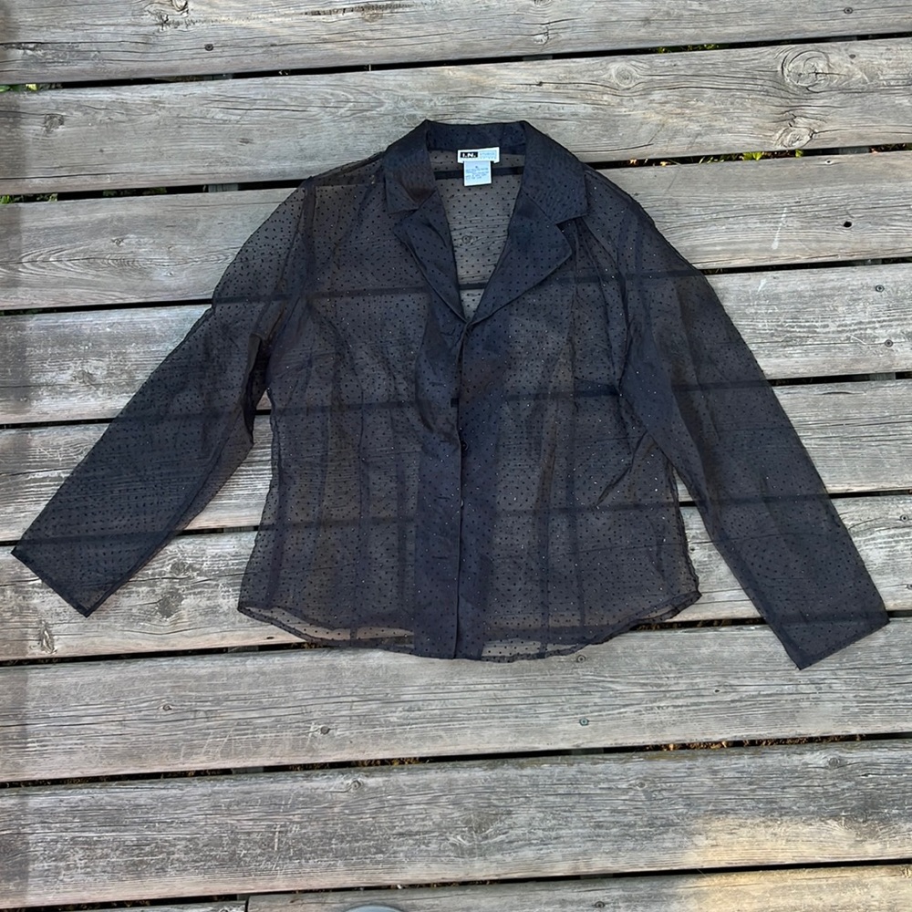 Sheer Black Button Down Shirt